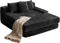 67 Oversized Chaise Lounge Indoor Corduroy Upholstered Sofa Bed Boneless Deep Seat Sleeper Couch Cloud Reading Chair for Living Room Apartment No Assembly Required(Black) (Black)