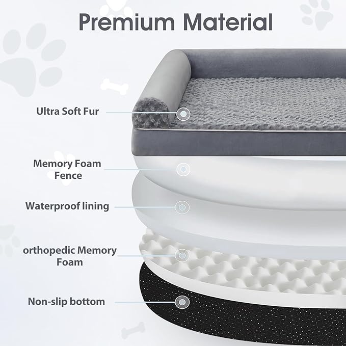BFPETHOME Dog Beds for Large Dogs Orthopedic Dog Bed for Medium Large DogsBig Waterproof Couch Pet Bed with Removable Washable Cover