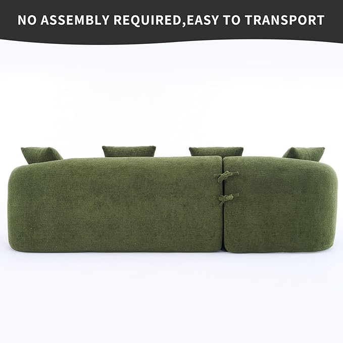KEIKI L-Shaped Chenille Modular Sectional Couches with Chaise Lounge &amp 4 Pillows 3 Seater Oversized Upholstered Luxury Plush Cloud Sofa for Living Room Apartment Full Sponge Compression