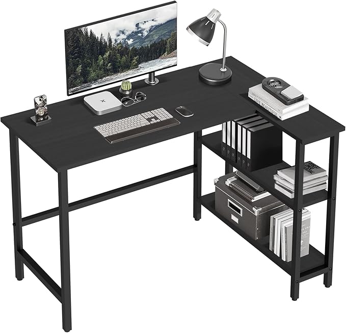39Inch L Shaped Desk Computer Desk with Reversible Storage Shelves Corner Desk Gaming Desk Home Office Desk Study Desk Writing Table for Home Office Small Space (39 Inch)