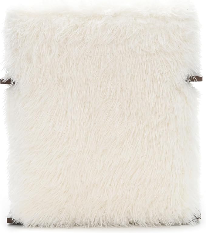 Furniture of America Ramos Modern Lounge Chair with Ultra Soft Faux Fur Long-Haired Accent Sofa Tight Seat and Back Single Couch Fluffy Living Room Seating No Assembly Needed White