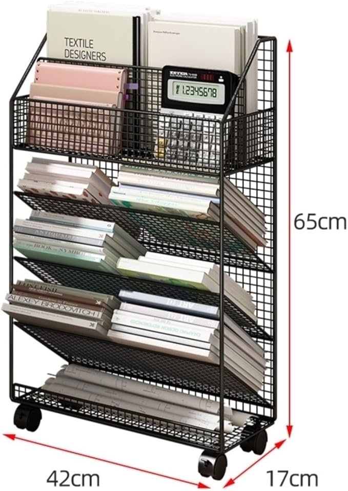 Mobile Filing Cabinet with Wheels Desk Bookshelf Document Book Storage Shelf Floor Simple Bookcase Wheeled Cart File Cabinet(Black)