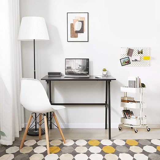 Alecono Small Computer Desk 35'' Kids Writing Desk for Small Space Simple Home Workstation Office Tiny Desk Student Study PC Gaming Table with Metal Frame for Bedroom Black (X002EYTOCB)