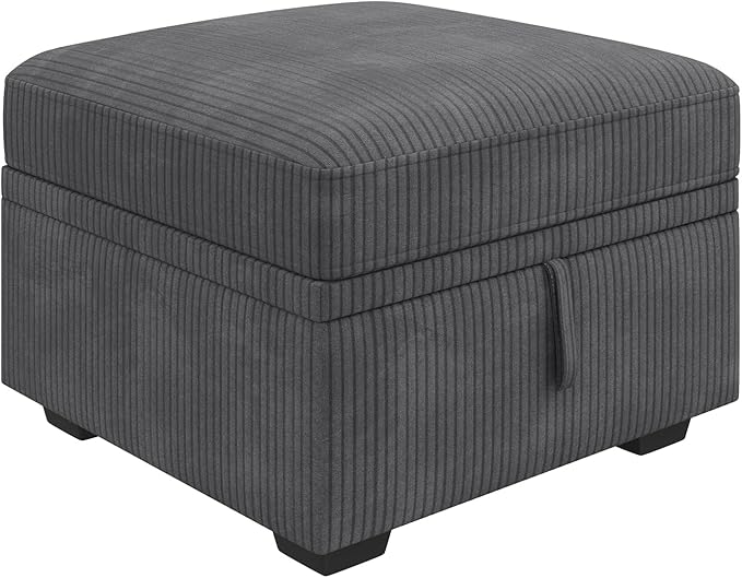 HONBAY Square Ottoman Module for Modular Sectional Sleeper Sofa Storage Ottoman Footrest and Seat Cube Velvet Grey