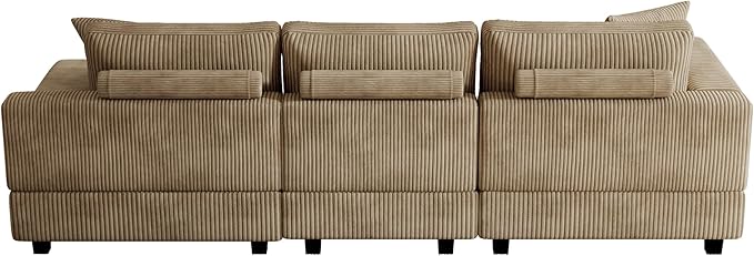 ERYE L-Shaped Reversible Chaise Sectional Sofa Corduroy Upholstered Corner Tufted Sofa Couch with Reversible Chaise LoungeHeadrestsRemovable Armrests and 2 Pillows
