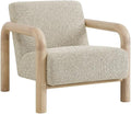 Modway Sereno Modern Boucle Fabric Accent Chair in Marble Oak with Rounded Wood Armrests – Upholstered Lounge Chair for Living Room or Bedroom