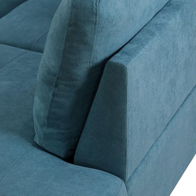 Green L-Shaped 3-Piece Flannel Sofa with Storage Ottoman Set Sectional Couch Sofa Set for Living Room Office Small Space