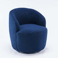 Swivel Barrel Chair with Foam FilledSwivel Accent ChairComfy Backrest Teddy Round Swivel Chair for Living Room (Dark Blue)