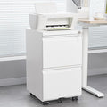 2 Drawer Mobile File Cabinet Office Storage Cabinet with Lock Wheels Metal Vertical File Cabinet for Under The Desk Home Office for Letters/Legal/A4 (White)