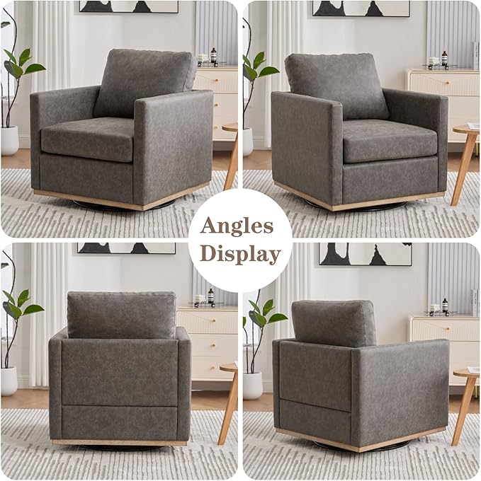 Mlmh &amp Kngwa 30.7 Swivel Accent Chairs Set of 2 Upholstered Accent Chair Modern Faux Leather Swivel Chair for Living Room Bedroom Gray