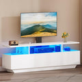 YITAHOME Modern TV Stand with Mount Entertainment Center with Power Outlet for 65 inch TVs LED Lights TV Console with Storage for Living Room White