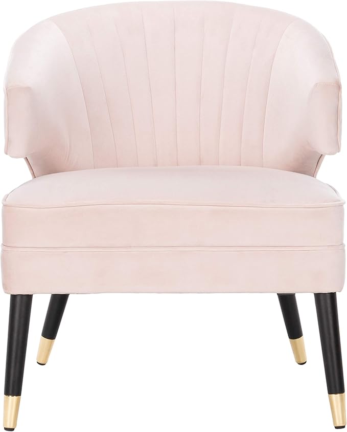 Safavieh Home Stazia Retro Glam Blush Pink and Black Wingback Accent Chair