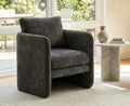 EALSON Upholstered Modern Accent Chair Mid-Century Barrel Armchair with Padded Cushion Comfy Reading Chair for Living Room/Bedroom Grey