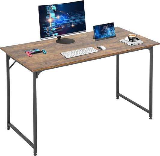 FDW Computer Desk Home Office Desk 47”W x 19”D Gaming Desk Corner Writing Black Large Student Art Modren Simple Style PC Wood and Metal Desk Workstation for Small SpaceVintage