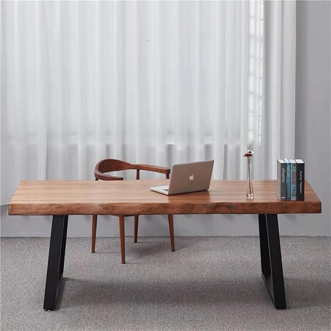 Pine computer desk modern solid wood home office desk long rural farmhouse pine dining table administrative workstation computer desk suitable for living room and dining room (55inch)