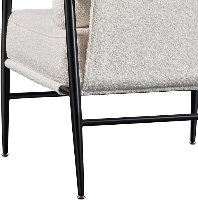 Topeakmart Mid-Century Boucle Accent Chair Reading Chair with Stylish Boucle Fabric Lounge Chair with Ultra-Long Armrest and Extra-Wide Seat for Living Room Lounge Office Ivory 2PCS