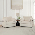 38 Modern Accent Chair Comfy Reading Chair Accent Chairs for Living Room Oversized Armchair for BedroomApartment (Beige 2 Chairs)