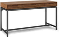 SIMPLIHOME Banting Desk - 60 Inch Wide Solid Wood and Metal Writing Desk in Medium Saddle Brown Modern Industrial Home Office Computer Table for Study with 2 Drawers and Flip-Down Keyboard Tray