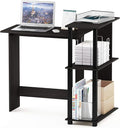 Furinno Abbott Desk 38.1 Wide L-Shaped Gaming Desk with 3-Tier Bookshelf Corner Computer Desk Office Desk for Home Office Bedroom Dark Espresso