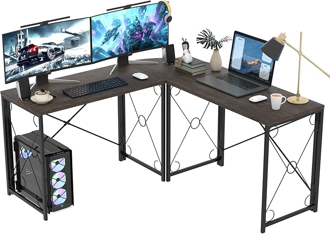 VECELO 39.4 Folding Computer Desk Simple Laptop Table Home Office Workstation for Reading Writing No Assembly Needed Small SpaceOak Gray（2pack）