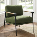 DUOMAY Green Modern Accent Chair Soft Linen Fabric Armchair Sofa Lounge Bedroom Chair with Metal Leg for Living Room Reading Office