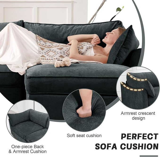 Modern Style Loveseat Sofa with Pull Out Storage Drawers Under Each Seat 2-Seat Couch with Excellent Storage Space Suitable for Small Living Rooms