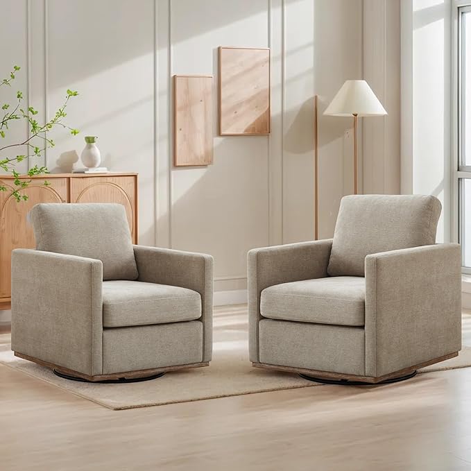 Mlmh &amp Kngwa 30.7 Swivel Accent Chair for Living Room Mid Century Modern Armchair Reading Chairs for BedroomChenilleTaupe