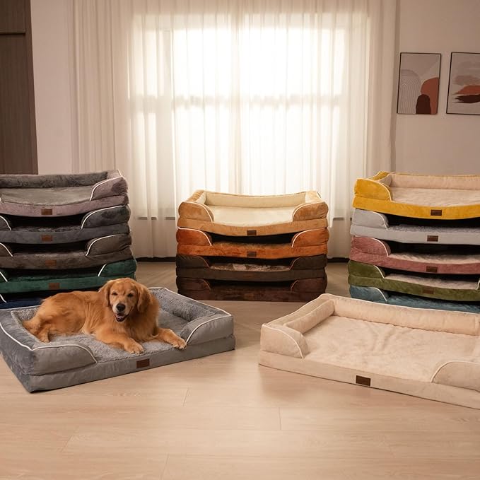 Comfort Expression Orthopedic Dog Bed for Extra Large Dogs 42x30 Inch Waterproof Egg Crate Foam XL Pet Bed with Removable Bolsters Dog Couch with Washable Cover &amp Non-Slip Bottom Navy Blue