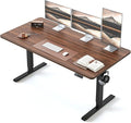BANTI 63 × 28 Inches Standing Desk Ergonomic Electric Height Adjustable Sit and Stand Up Computer Desk with a Deeper Desktop Black Frame/Black Walnut Top