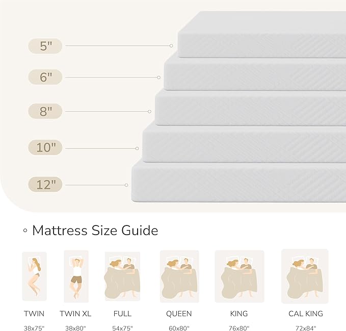 MLILY Full Mattress in a Box 6 inch Mattresses for Platform Bed Double Size Daybed Bunk Memory Foam Medium Firm