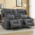 IPKIG 65 Loveseat Recliner Sofa - 2 Seater Reclining Sofa with Storge Console Side Pockets Cup Holders and Lumbar Pillows Manual Recliner Chair (Grey 65 Loveseat)