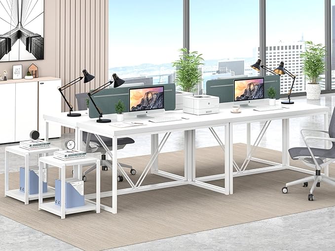 EXCEFUR White Computer Desk Modern Home Office Desk Small Wood Study Writing Table Workstation for Bedroom Living Room 47 inch