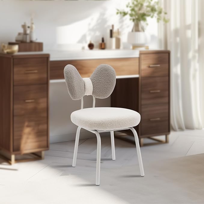 Makeup Vanity Chair Velvet Vanity Stool with Back Armless Vanity Chair for Makeup Room Dressing Chair Side Table Seat Lounge Dresser Chair for Bedroom Home Living Room