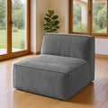 Amada Memory Foam Modular Sofa 30.7 Convertible Single Seater with Back Support - Plush Corduroy Lounge Chair for Bedroom Living Room | Sectional Middle Piece（1-Seater Back ChairGrey）