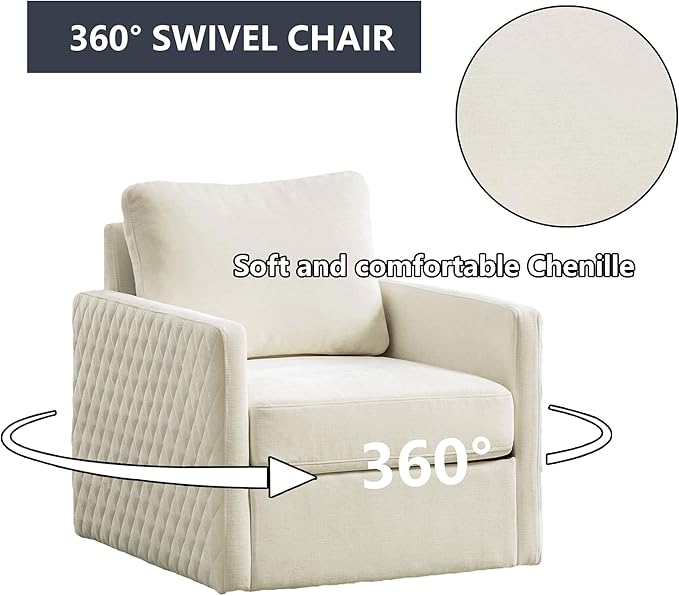 30 Beige Swivel Accent Chairs Set of 2Chenille Bedroom Chair with Storage Under SeatSquare Swivel Chairs Set of 2Modern Accent Chair for Living Room