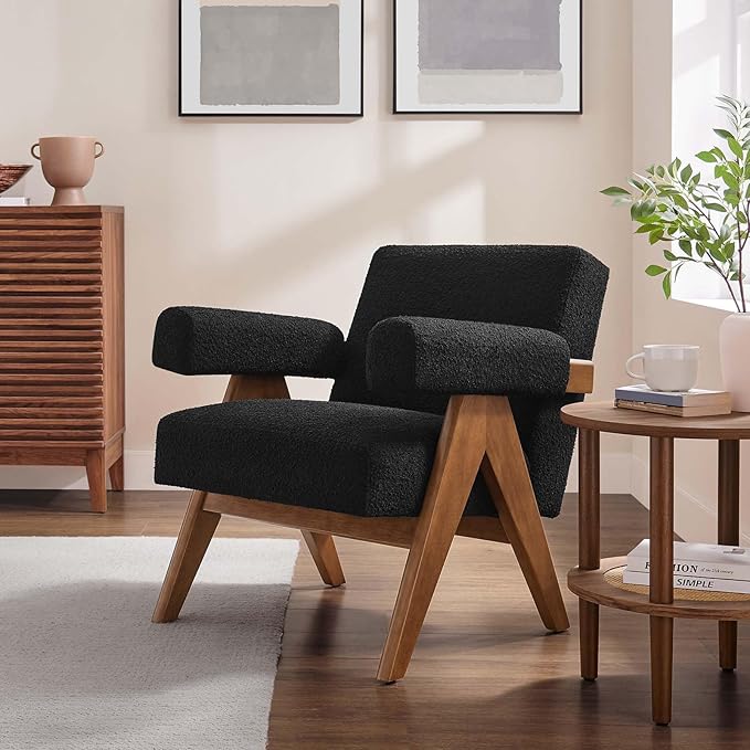 Modway EEI-6502-BLK Lyra Boucle Fabric Armchair Black