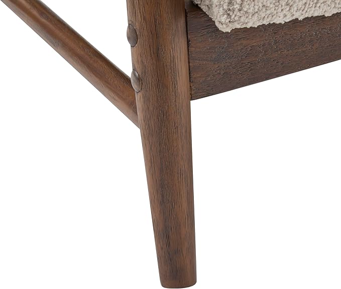 Christopher Knight Home Canna Boucle Flared Arms Loveseat Comfy Upholstery 2 Seater Sofa Wooden Frame Living Room Chair Soft Seating Lounge Sofa for Bedroom/Office Almond + Walnut