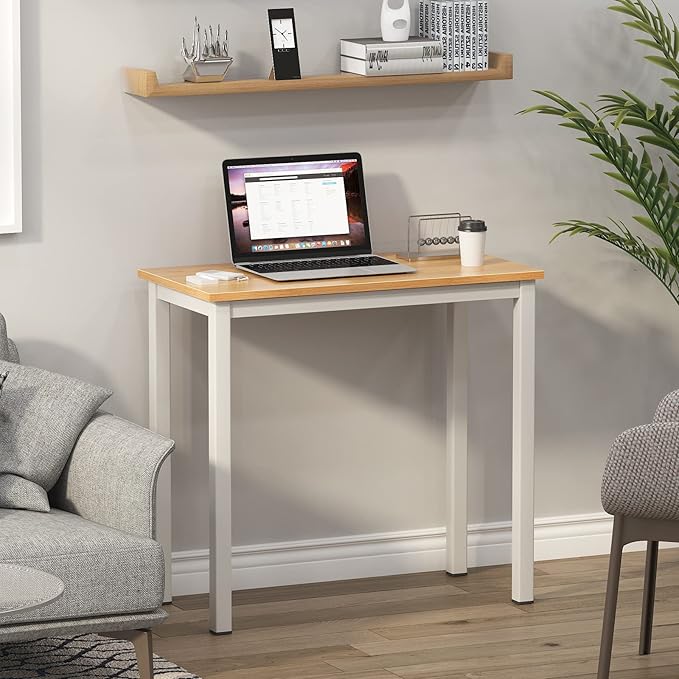 SogesGame Small Computer Desk 31.5 inches Small Office Desk Computer Table Study Writing Desk Workstation for Home OfficeTeak White