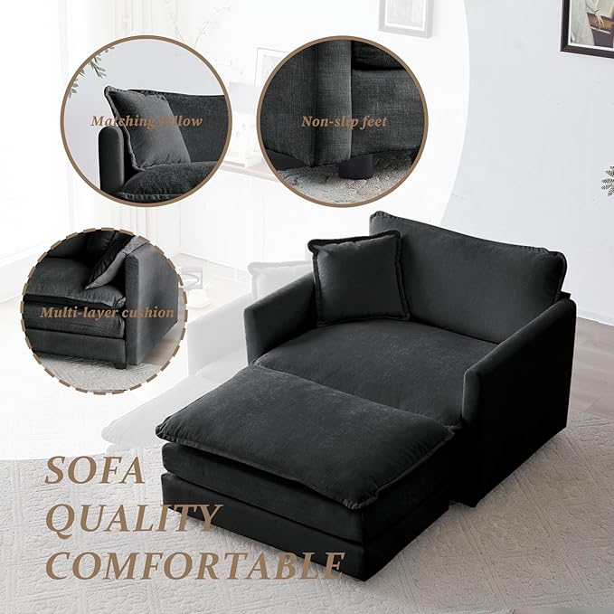 SoarFlash Chenille Single Seat Sofa with Armests Grey