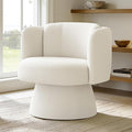 Swivel Barrel Chair360° Accent Chairs with Round BackrestUpholstered Lounge Chair for VanityLiving RoomBedroomReading NookLinen