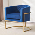 Modern ArmchairUpholstered Velvet ChairCurved Backrest Lounge ChairModern Accent ChairComfy Armchair for Small ApartmentLiving RoomOfficeReception AreaBlue