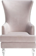 SAFAVIEH Couture Home Collection Geode Pale Taupe Velvet/Clear Acrylic Legs Nailhead Trim Wingback Chair