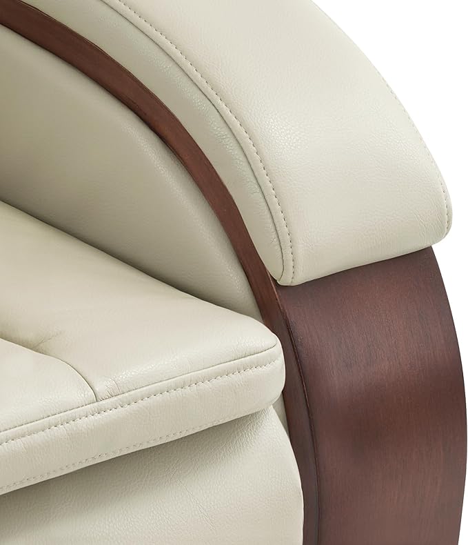 MCombo Power Lift Recliner Chair Sofa with Massage and Heat Adjustable Headrest for Elderly People Solid Wood Armrest USB Ports Side Pockets Faux Leather 7917 (Cream White Medium)