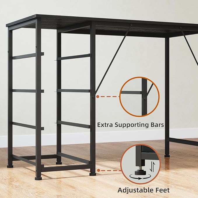 Somdot 47 Computer Desk with 4 Drawers for BedroomSimple Home Office Writing DeskGaming Table with StorageModern Work for Home Office Study Living RoomBlack