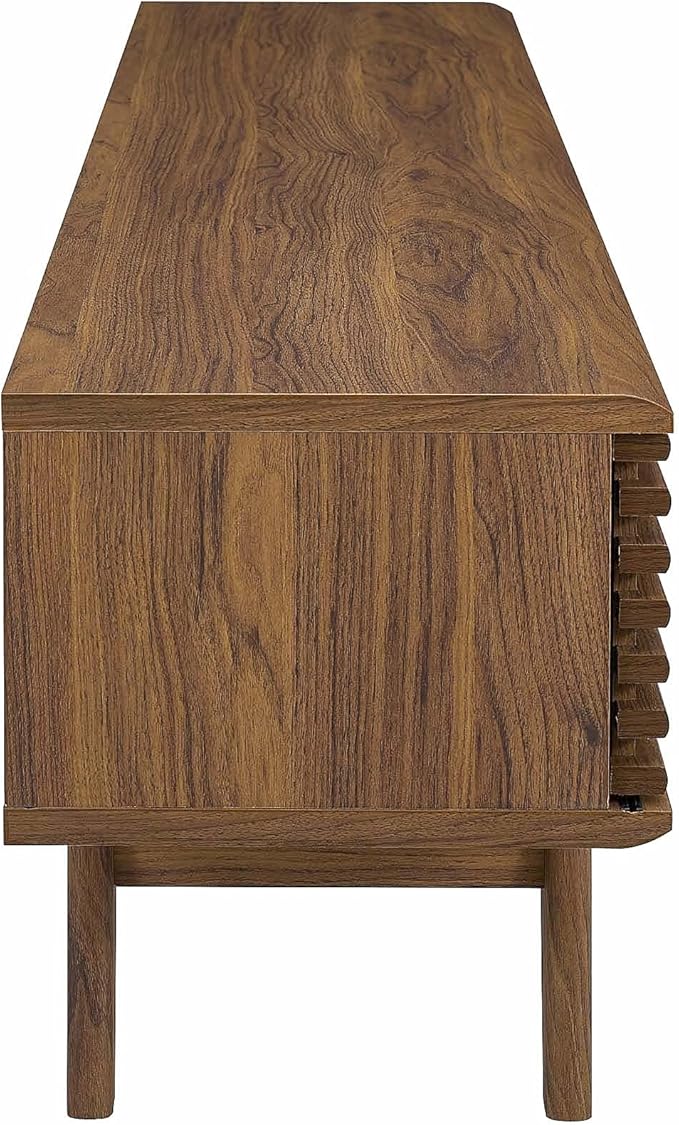 Modway Render 70 Mid-Century Modern Low Profile Media Console Entertainment TV Stand in Walnut Walnut