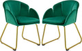 Yaheetech Velvet Living Room Chair Flower Shaped Armchair with Golden Legs Upholstered Side Chair for Vanity Room Living Room Kitchen Green