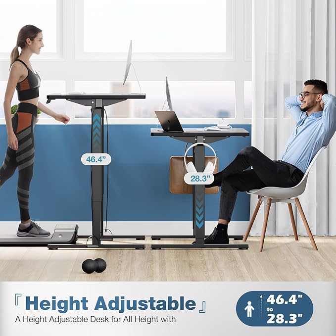 Sweetcrispy Electric Standing Desk Adjustable Height 40x24 Inch Sit Stand Up Home Office Desks Computer Workstation PC Work Table with 3 Memory Preset Splice Wood Board Metal Frame Black