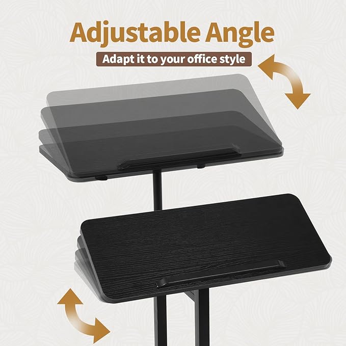 FAHKNS Computer Cart 23.6 Inch - Stand Desk Space-Saving Portable Desk with Wheels Height Angle Adjustable Rolling Laptop Desk for Home Office Craft &amp Study