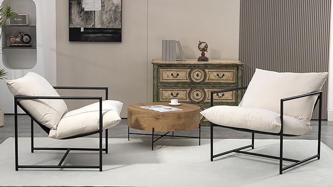 Serenity Accent Modern Velvet Arm Chair with Reclined Seat Sleek Design Durable Metal Frame Soft Upholstery and Plush Comfort for Stylish Living Room Beige