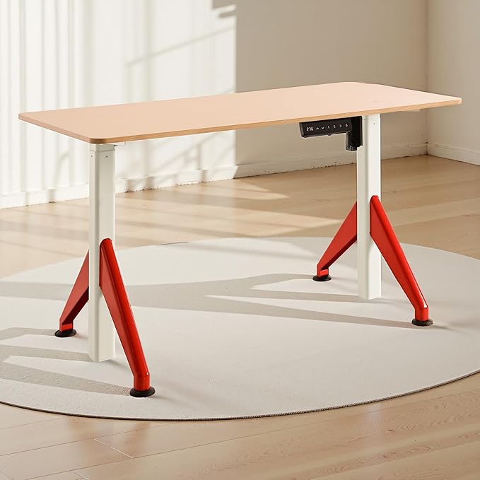 Fromann Electric Sit Standing Desk 47.2×23.6 Inches Height Adjustable Sit Stand up Desk for Home Office (Maplecolor)